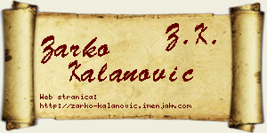 Žarko Kalanović vizit kartica